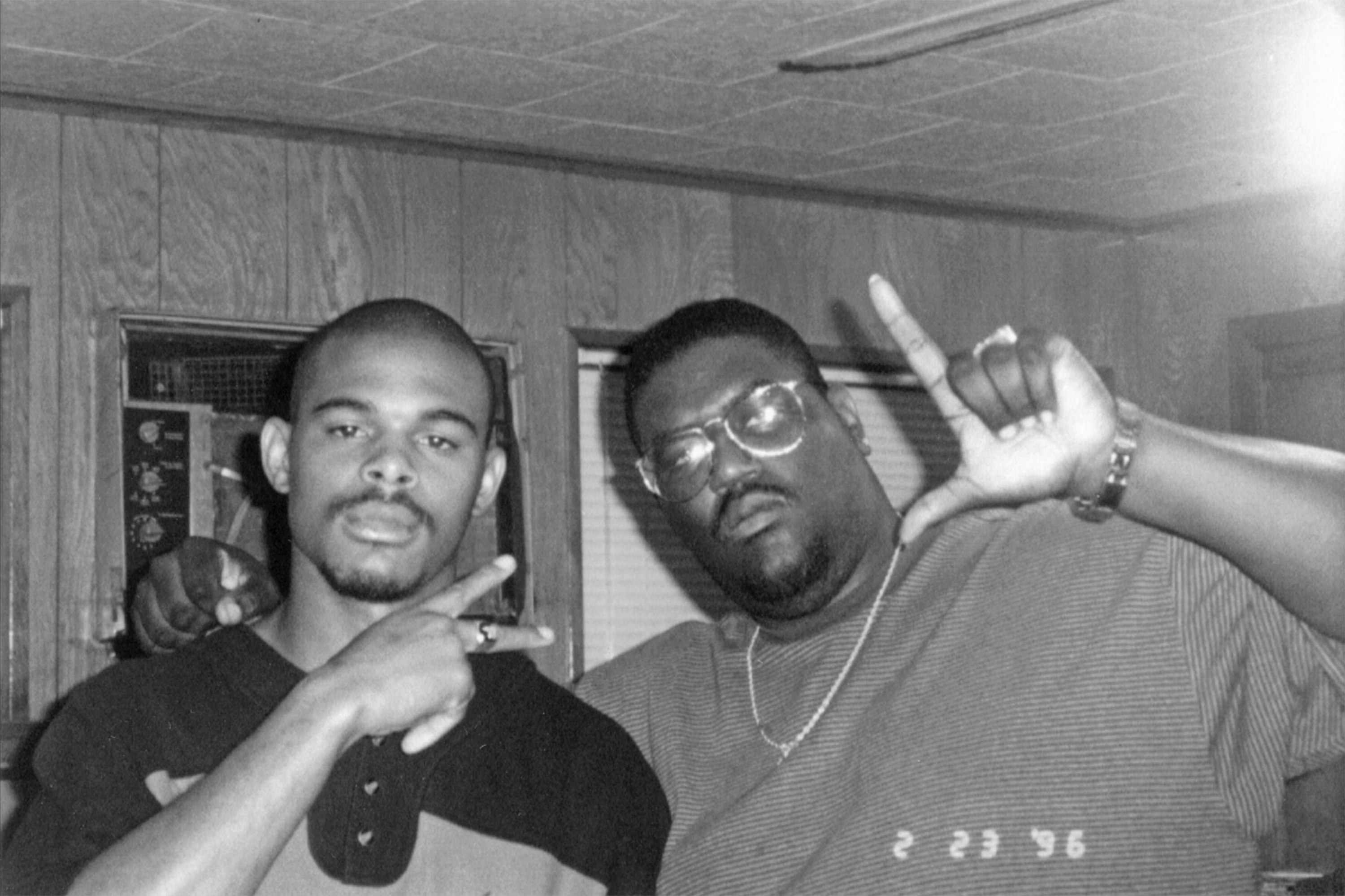 Al-D and Big DeMo in the wood room, months before the recording of Screw’s most famous tape, June 27th. Photo: DJ Screw. Courtesy of DeMo Sherman and University of Houston Libraries Special Collections.